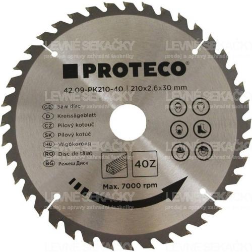 Proteco 09-PK210-40 kotouč pilový SK 210x2.6x30 40z + redukce 30/20 mm 42.09-PK210-40